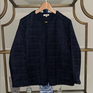 Boucle Navy Textured Blazer